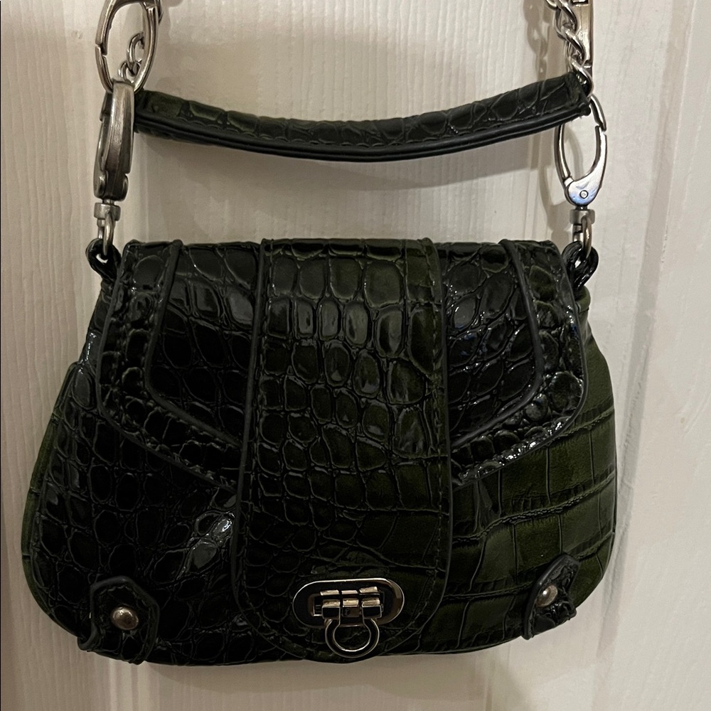 Chic Concert Cocktail Dark Green Crocodile Like P… - image 1